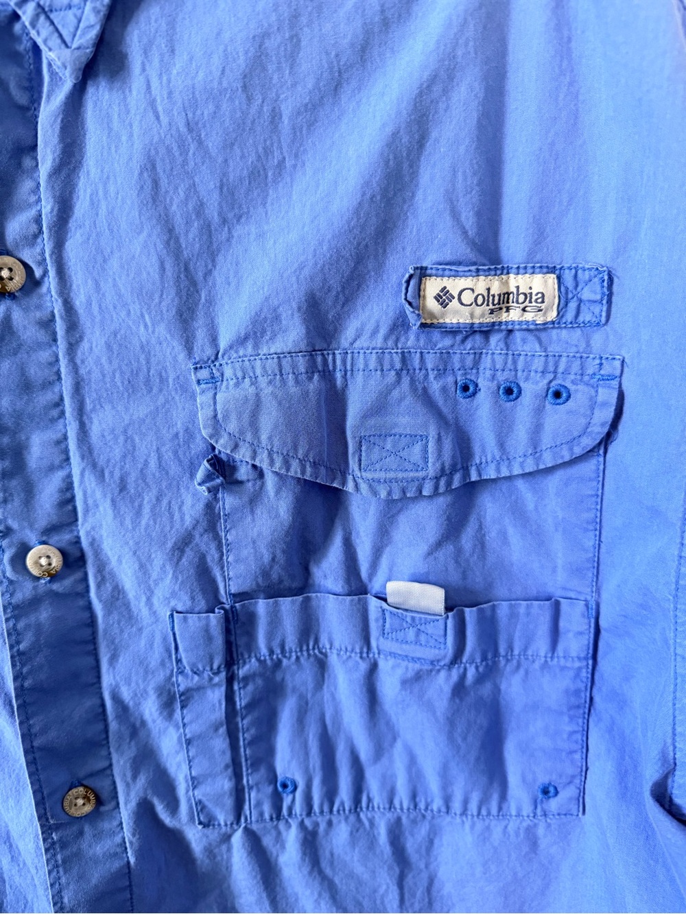 Columbia PFG Bonehead Fishing Shirt Blue Mens Size L Vented Outdoors - Picture 2 of 5